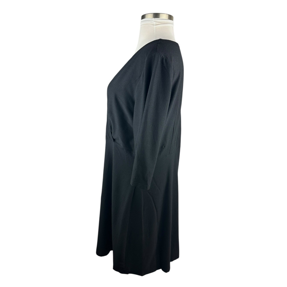 Eileen Fisher Faux Wrap Dress Black Stretch Slinky Jersey Women's Plus Size 1X - Picture 8 of 15